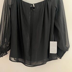 Nordstrom Elegant Black Sheer Blouse